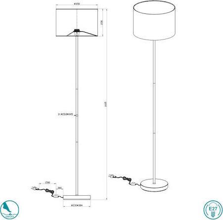 Trio Lighting Hostel Κλασικό Φωτιστικό Δαπέδου με Ντουί για Λαμπτήρα E27 Μαύρο Υ160xΜ35cm