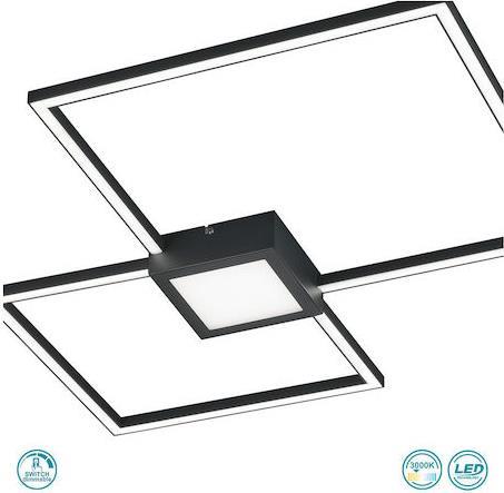 Trio Lighting Hydra Μοντέρνα Μεταλλική Πλαφονιέρα Οροφής με Ενσωματωμένο LED Μαύρη 65cm