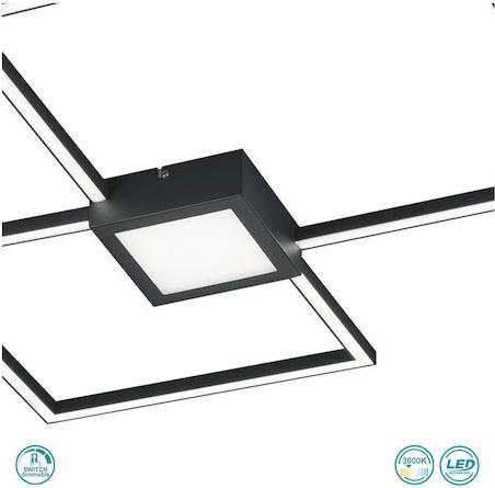 Trio Lighting Hydra Μοντέρνα Μεταλλική Πλαφονιέρα Οροφής με Ενσωματωμένο LED Μαύρη 65cm