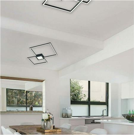 Trio Lighting Hydra Μοντέρνα Μεταλλική Πλαφονιέρα Οροφής με Ενσωματωμένο LED Μαύρη 65cm