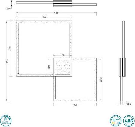 Trio Lighting Hydra Μοντέρνα Μεταλλική Πλαφονιέρα Οροφής με Ενσωματωμένο LED Μαύρη 65cm