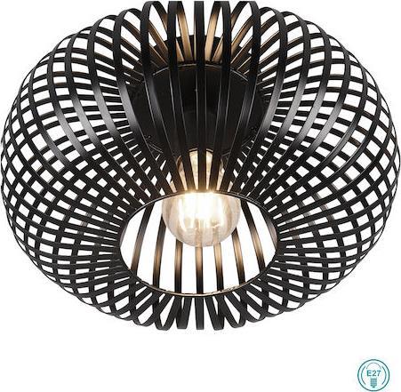 Trio Lighting Johann Μοντέρνα Μεταλλική Πλαφονιέρα Οροφής με Ντουί E27 Μαύρη 30cm