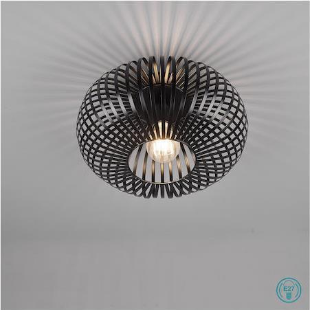 Trio Lighting Johann Μοντέρνα Μεταλλική Πλαφονιέρα Οροφής με Ντουί E27 Μαύρη 30cm
