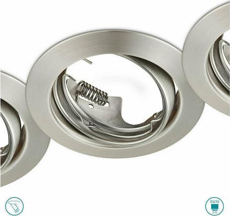 Trio Lighting Jura Στρογγυλό Μεταλλικό Πλαίσιο για Σποτ με Ντουί GU10 3τμχ Ασημί 8.3x7cm 650100307