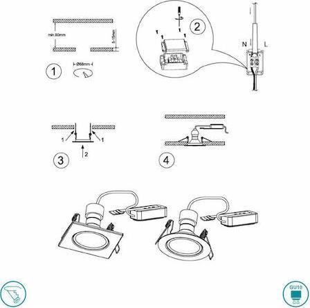 Trio Lighting Jura Στρογγυλό Μεταλλικό Πλαίσιο για Σποτ με Ντουί GU10 3τμχ Ασημί 8.3x7cm 650100307