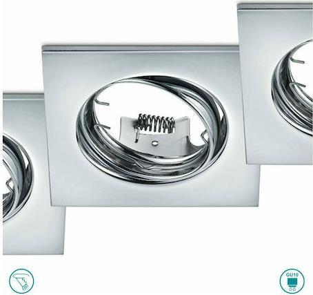 Trio Lighting Jura Τετράγωνο Μεταλλικό Πλαίσιο για Σποτ με Ντουί GU10 3τμχ Ασημί 8x8cm