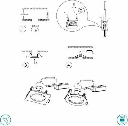 Trio Lighting Jura Τετράγωνο Μεταλλικό Πλαίσιο για Σποτ με Ντουί GU10 3τμχ Ασημί 8x8cm