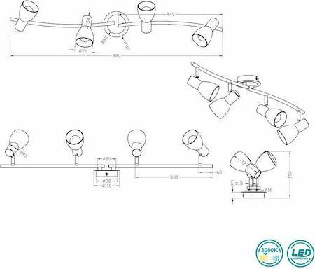 Trio Lighting Levisto Σποτ με 4 Φώτα και Ντουί E14 Χρυσό