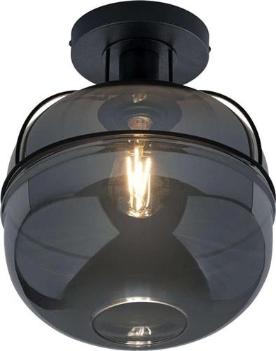 Trio Lighting Lorena Μοντέρνα Γυάλινη Πλαφονιέρα Οροφής με Ντουί E27 σε Μαύρο χρώμα 28.5cm 615190132
