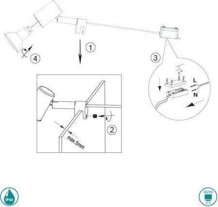 Trio Lighting Lorenzo Μονό Σποτ με Ντουί GU10 Ασημί