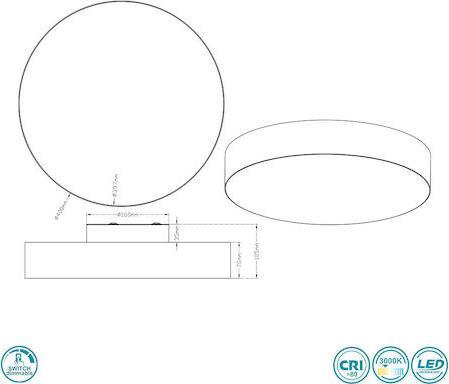 Trio Lighting Lugano Στρογγυλό Εξωτερικό LED Panel Ισχύος 22W με Θερμό Λευκό Φως Λευκό 40x40cm 621912401