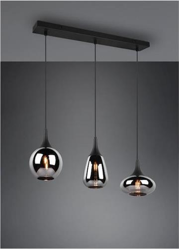 Trio Lighting Lumina Μοντέρνο Κρεμαστό Φωτιστικό Τρίφωτο Ράγα με Ντουί E14 σε Μαύρο Χρώμα 317000332