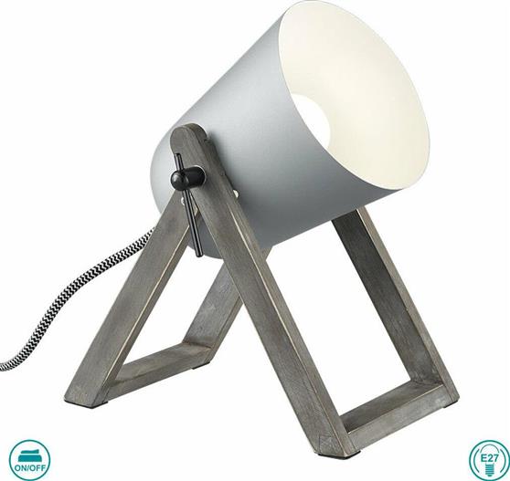 Trio Lighting Marc Επιτραπέζιο Διακοσμητικό Φωτιστικό με Ντουί για Λαμπτήρα E27 Γκρι R50721011
