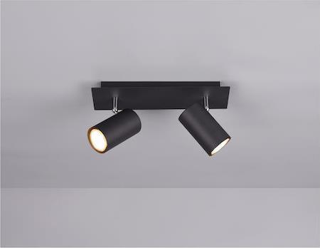 Trio Lighting Marley Διπλό Σποτ με Ντουί GU10 Μαύρο 802400232