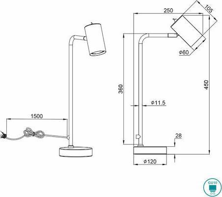 Trio Lighting Marley Επιτραπέζιο Διακοσμητικό Φωτιστικό με Ντουί για Λαμπτήρα GU10 Retro Ασημί 45cm