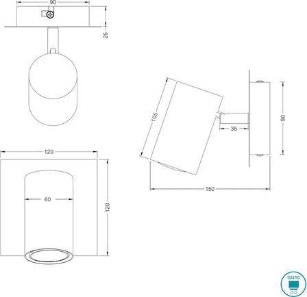 Trio Lighting Marley Μονό Σποτ με Ντουί GU10 Μαύρο 802400132