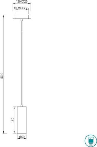 Trio Lighting Marley Μοντέρνο Κρεμαστό Φωτιστικό Μονόφωτο με Ντουί GU10 Μαύρο