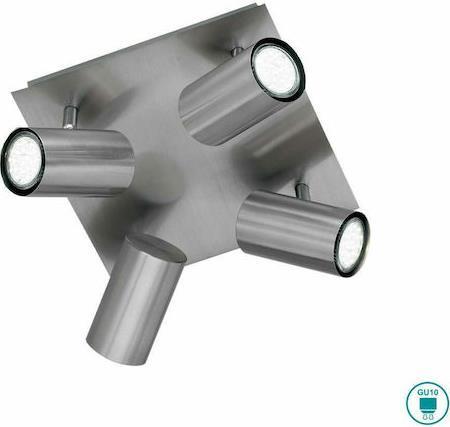 Trio Lighting Marley Σποτ με 4 Φώτα και Ντουί GU10 Ασημί 802430407
