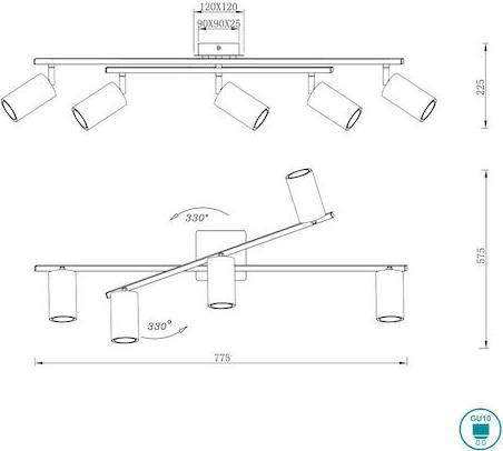 Trio Lighting Marley Σποτ με 5 Φώτα και Ντουί GU10 Μαύρο