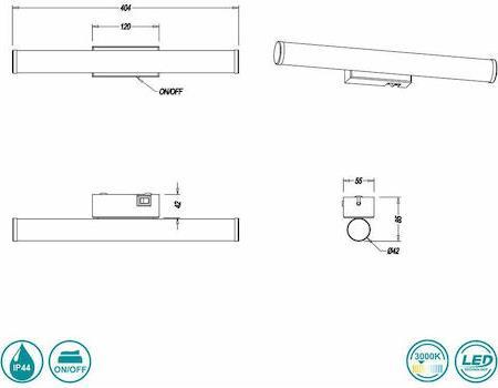 Trio Lighting Mattimo Μοντέρνο Φωτιστικό Τοίχου με Ενσωματωμένο LED και Θερμό Λευκό Φως Λευκό Μ40cm