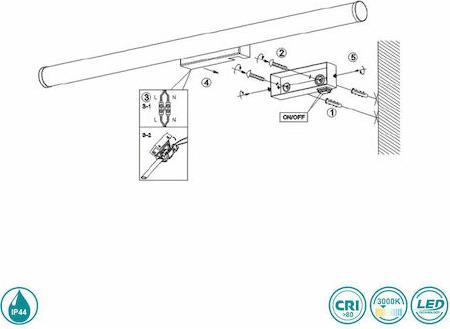 Trio Lighting Mattimo Μοντέρνο Φωτιστικό Τοίχου με Ενσωματωμένο LED και Θερμό Λευκό Φως Μαύρο Μ80cm