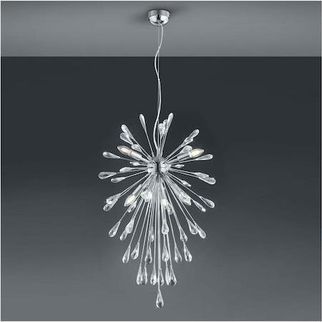 Trio Lighting Minsk Μοντέρνο Κρεμαστό Φωτιστικό Πολύφωτο με Κρύσταλλα Ασημί