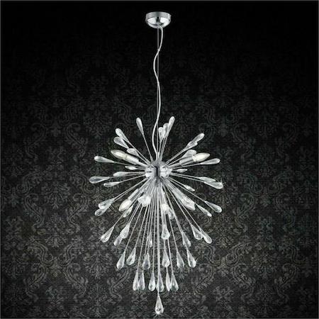 Trio Lighting Minsk Μοντέρνο Κρεμαστό Φωτιστικό Πολύφωτο με Κρύσταλλα Ασημί