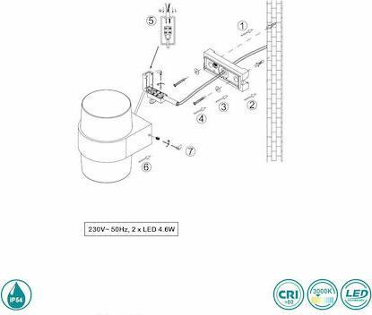 Trio Lighting Molina Στεγανή Επιτοίχια Πλαφονιέρα Εξωτερικού Χώρου με Ενσωματωμένο LED Μαύρο R22052142