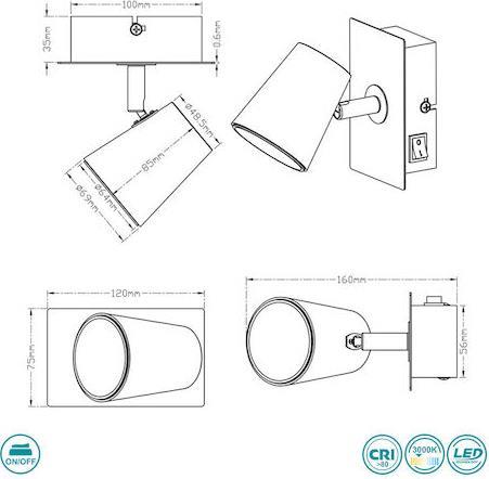Trio Lighting Narcos Μονό Σποτ με Ενσωματωμένο LED και Θερμό Φως Ασημί