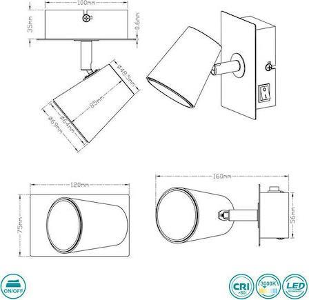 Trio Lighting Narcos Μονό Σποτ με Ενσωματωμένο LED και Θερμό Φως Λευκό