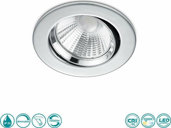 Trio Lighting Pamir Στρογγυλό Μεταλλικό Χωνευτό Σποτ με Ενσωματωμένο LED και Θερμό Λευκό Φως Ασημί 650510106