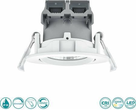 Trio Lighting Pamir Στρογγυλό Μεταλλικό Χωνευτό Σποτ με Ενσωματωμένο LED και Θερμό Λευκό Φως Λευκό 650510131