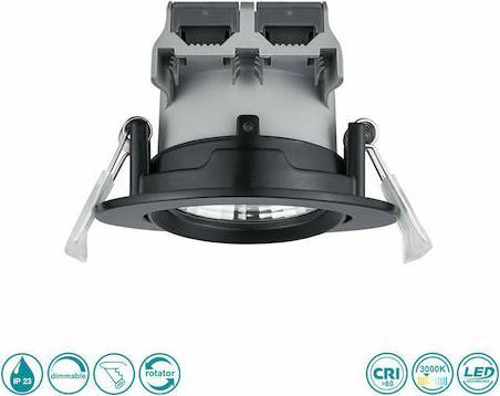 Trio Lighting Pamir Στρογγυλό Μεταλλικό Χωνευτό Σποτ με Ενσωματωμένο LED και Θερμό Λευκό Φως Μαύρο