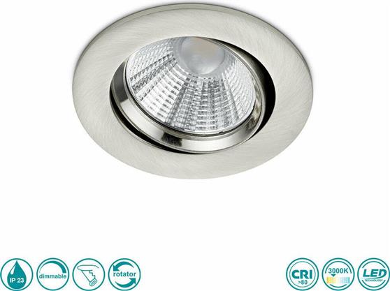 Trio Lighting Pamir Στρογγυλό Μεταλλικό Χωνευτό Σποτ με Ενσωματωμένο LED σε Ασημί χρώμα 5x8.5cm