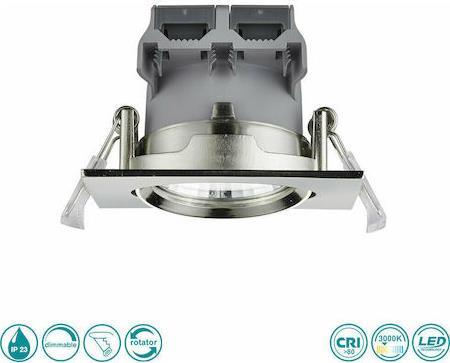 Trio Lighting Pamir Τετράγωνο Μεταλλικό Χωνευτό Σποτ με Ενσωματωμένο LED Κινούμενο Ασημί 8.5x8.5cm