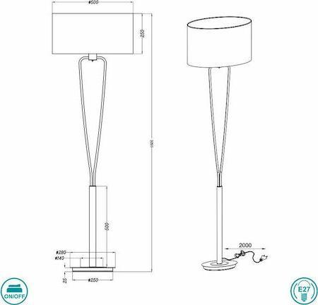 Trio Lighting Paris II Μοντέρνο Φωτιστικό Δαπέδου με Ντουί για Λαμπτήρα E27 Λευκό Υ160xΜ50cm