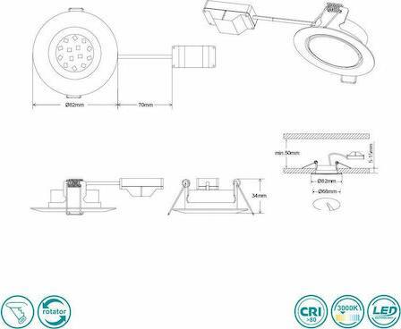 Trio Lighting Rila Στρογγυλό Μεταλλικό Χωνευτό Σποτ Λευκό