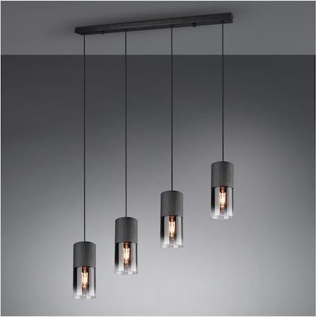 Trio Lighting Robin Μοντέρνο Κρεμαστό Φωτιστικό Πολύφωτο Ράγα με 4 Λαμπτήρες E27 Μαύρο