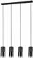 Trio Lighting Robin Μοντέρνο Κρεμαστό Φωτιστικό Πολύφωτο Ράγα με 4 Λαμπτήρες E27 Μαύρο