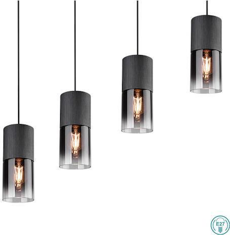 Trio Lighting Robin Μοντέρνο Κρεμαστό Φωτιστικό Πολύφωτο Ράγα με 4 Λαμπτήρες E27 Μαύρο