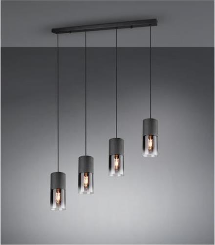 Trio Lighting Robin Μοντέρνο Κρεμαστό Φωτιστικό Πολύφωτο Ράγα με 4 Λαμπτήρες E27 Μαύρο