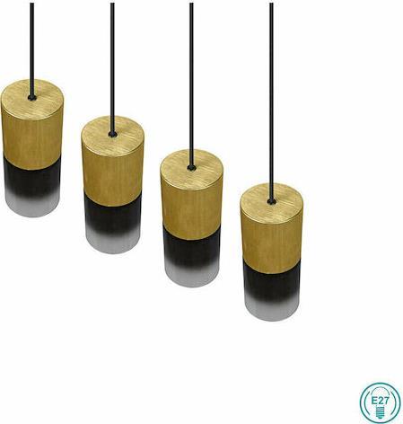 Trio Lighting Robin Μοντέρνο Κρεμαστό Φωτιστικό Πολύφωτο Ράγα με 4 Λαμπτήρες E27 Χρυσό