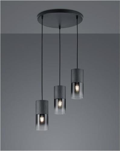 Trio Lighting Robin Μοντέρνο Κρεμαστό Φωτιστικό Τρίφωτο με Ντουί E27 Μαύρο