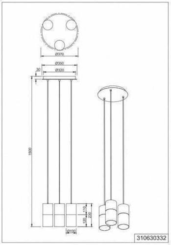 Trio Lighting Robin Μοντέρνο Κρεμαστό Φωτιστικό Τρίφωτο με Ντουί E27 Μαύρο