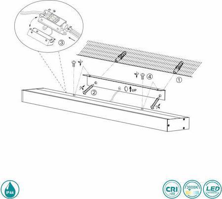 Trio Lighting Rocco Κλασικό Φωτιστικό Τοίχου με Ενσωματωμένο LED και Θερμό Λευκό Φως Ασημί Μ90cm