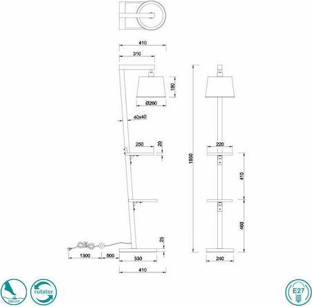 Trio Lighting Rodrigo Μοντέρνο Φωτιστικό Δαπέδου με Ντουί για Λαμπτήρα E27 Μπεζ Υ165xΜ24cm