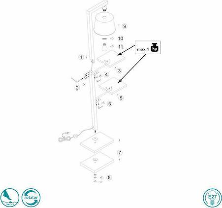 Trio Lighting Rodrigo Μοντέρνο Φωτιστικό Δαπέδου με Ντουί για Λαμπτήρα E27 Μπεζ Υ165xΜ24cm