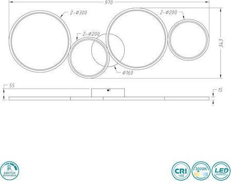 Trio Lighting Rondo Μοντέρνα Μεταλλική Πλαφονιέρα Οροφής με Ενσωματωμένο LED Λευκή 110cm