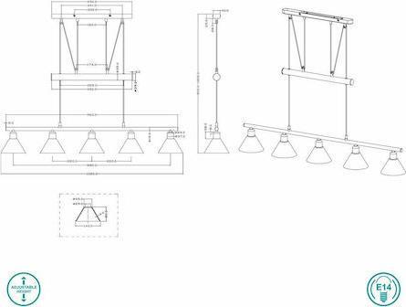 Trio Lighting Stamina Μοντέρνο Κρεμαστό Φωτιστικό Πολύφωτο Ράγα με 5 Λαμπτήρες E14 Λευκό