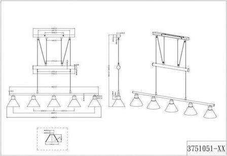 Trio Lighting Stamina Μοντέρνο Κρεμαστό Φωτιστικό Πολύφωτο Ράγα με 5 Λαμπτήρες E14 Λευκό